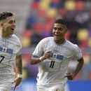 Anderson Duarte de Uruguay celebra tras anotar en el partido contra Gambia por los octavos de final del Mundial Sub20 en el estadio Madre de Ciudades de Santiago del Estero, Argentina, el jueves 1 junio, 2023. (AP Foto/Gustavo Garello)