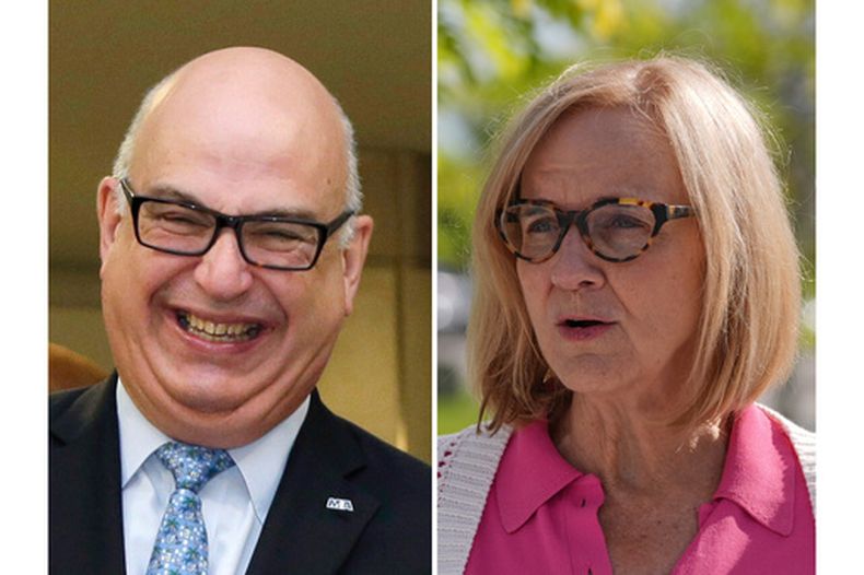 Los candidatos a alcalde de Miami: A la izquierda el republicano Emilio Gonzalez y a la derecha la demócrata Eileen Higgins. (AP foto)
