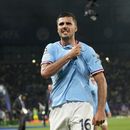 El volante español Rodrigo del Manchester City celebra tras anotar el gol para la victoria 1-0 ante el Inter de Milán en la final de la Liga de Campeones, el sábado 11 de junio de 2023, en Estambul. (AP Foto/Francisco Seco)
