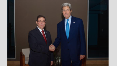&nbsp;Bruno Rodríguez y John Kerry (foto de archivo)
