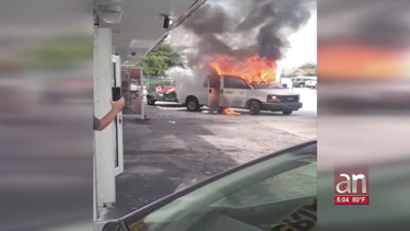 dos hombres de hialeah logran salvar su vida luego que su camioneta ardiera en llamas y luego explotara