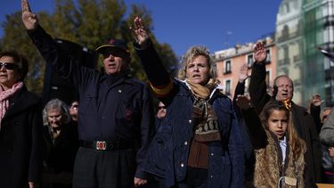 americateve | ATENCION EDITORES: LA LEY ESPA&Ntilde;OLA EXIGE QUE LOS ROSTROS DE MENORES SEAN OCULTADOS EN AQUELLAS FOTOGRAF&Iacute;AS QUE SEAN INCORPORADAS A PUBLICACIONES DENTRO DE ESPA&Ntilde;A. Fascistas y simpatizantes de la extrema derecha hacen el saludo fascist
