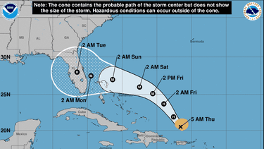 el huracan dorian sigue fortaleciendose en aguas del atlantico y viene rumbo hacia florida