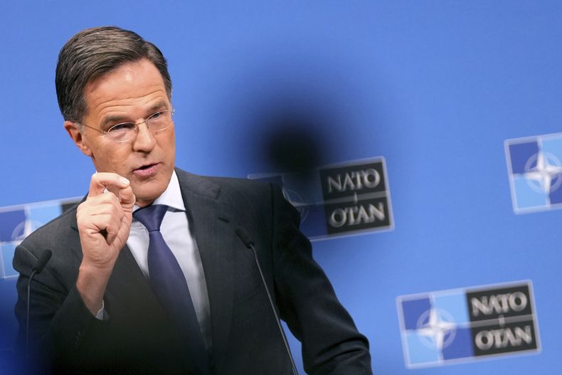 El secretario general de la OTAN Mark Rutte en una conferencia en Bruselas el 4 de diciembre del 2024. (AP foto/Virginia Mayo)