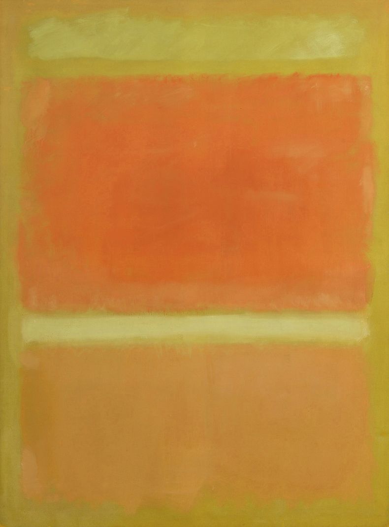 En esta imagen sin fecha proporcionada por Sothebys, la pintura de Mark Rothko de 1955 "Sin t&iacute;tulo (naranja, amarillo, naranja claro)", del patrimonio de Rachel "Bunny" Mellon, que se subasta el lunes 10 de noviembre del 2014 e