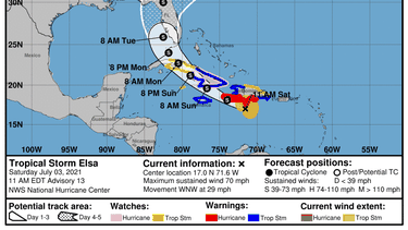 La Tormenta Tropical Elsa en su camino a Florida. NHC
