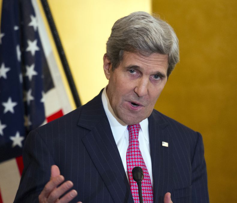 En esta foto del 12 de noviembre del 2013 se ve al secretario de estado en Washington. Al regreso de una semana de conversaciones en Ginebra sobre la cuesti&oacute;n nuclear y tensas consultas con los nerviosos aliados en el Oriente Medio, el secretario d