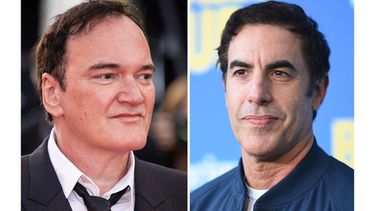Esta combinación de fotos muestra a Quentin Tarantino en la 76to festival internacional de Cannes, el 27 de mayo de 2023, en el sur de Francia, a la izquierda, y a Sacha Baron Cohen, el 14 de abril de 2026, en el estreno de Balls Up, en Los Ángeles. (AP Foto)