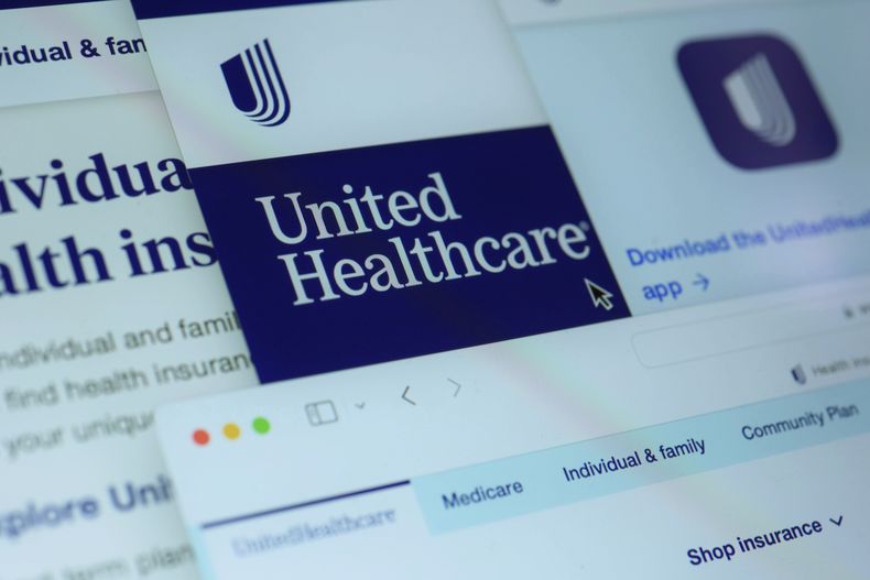 El website de United Healthcare en una computadora en Nueva York el 29 de febrero del 2024. (AP foto/Patrick Sison)