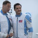 Esta imagen publicada por Disney muestra a Ebon Moss-Bachrach, a la izquierda, y Pedro Pascal en una escena de The Fantastic Four: First Steps. (Jay Maidment/Disney via AP)