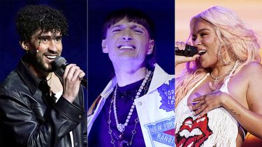 Esta combinación de fotografías muestra a Bad Bunny, izquierda, Peso Pluma y Karol G, quienes son algunos de los principales finalistas de los Premios Billboard de la Música Latina 2023. (Foto AP)