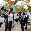 Una protesta propalestina en la Universidad de Michigan en Ann Arbor, Michigan, el 13 de octubre de 2023. (Jacob Hamilton/Ann Arbor News via AP)