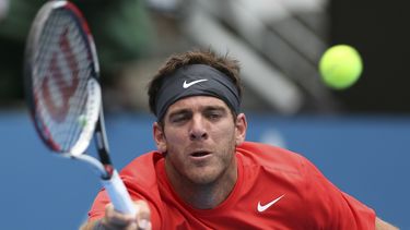 americateve | El argentino Juan Mart&iacute;n del Potro hace un tiro de derecha en su duelo de cuartos de final frente al checo Radek Stepanek, en el torneo de Sydney, el jueves 9 de enero de 2014 (AP Foto/Rob Griffith)