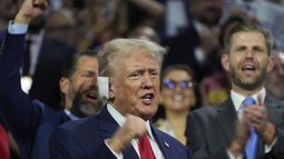 El candidato presidencial republicano Donald Trump en la Convención Nacional Republicana, el lunes 15 de julio de 2024, en Milwaukee. (AP Foto/Paul Sancya)