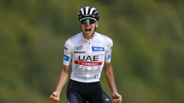 ARCHIVO - El esloveno Tadej Pogacar durante la 20ma etapa del Tour de Francia, el 22 de julio de 2023, en Le Markstein Fellering. (AP Foto/Daniel Cole)