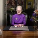 La reina Margarita II pronuncia un discurso por el Año Nuevo y anuncia su abdicación desde el Palacio de Cristián IX, el castillo de Amalienborg, el domingo 31 de diciembre de 2023, en Copenhague. (Keld Navntoft/Ritzau Scanpix vía AP)