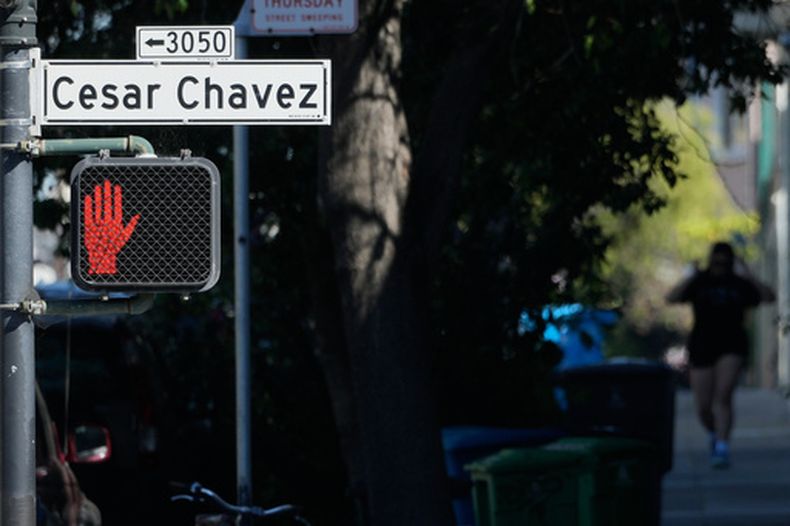 Una calle que lleva el nombre de César Chávez en San Francisco, el 18 de marzo del 2026. (AP foto/Jeff Chiu)