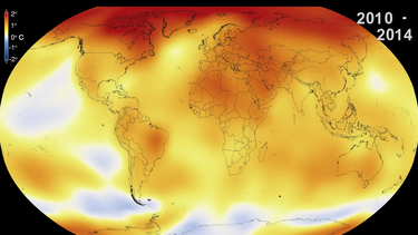nasa muestra el calentamiento de la tierra desde 1880