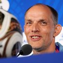 El técnico de Inglaterra Thomas Tuchel durante una rueda de prensa en la víspera de la semifinal contra Argentina en el Mundial, el martes 14 de julio de 2026, en Atlanta. (AP Foto/Rebecca Blackwell)