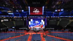 El escenario en Milwaukee, donde se realizará la Convención Nacional Republicana, el 14 de julio del 2024. (Foto AP/Paul Sancya)