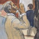 En este sketch judicial, Sean Diddy Combs reacciona después de ser declarado culpable de delitos relacionados con la prostitución, pero absuelto de cargos de tráfico sexual y crimen organizado que podrían haberlo puesto tras las rejas de por vida, el miércoles 2 de julio de 2025, en el tribunal federal de Manhattan en Nueva York. (Elizabeth Williams via AP)
