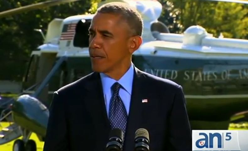 al inicio de la ofensiva militar dEl presidente Barack Obama dedicó un corto mensaje a la nación esta mañana para referirsee la coalición contra las posiciones del grupo terrorista Estado Islámico en los territorios de Irak y Siria.
