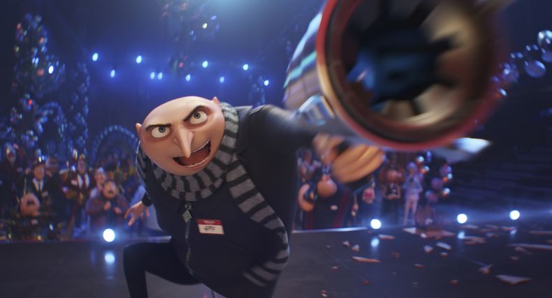 En esta imagen proporcionada por Illumination & Universal Pictures, Gru, con la voz de Steve Carell, en una escena de Despicable Me 4. (Illumination & Universal Pictures vía AP)