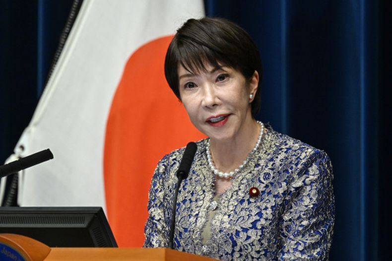 La primera ministra japonesa Sanae Takaichi en conferencia de prensa en Tokio, el 17 de septiembre del 2026. (Rie Kikuchi/Pool Photo via AP)