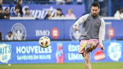 Lionel Messi calienta previo al partido de la MLS ante Montreal, el sábado 11 de mayo de 2024, en Montreal. (Graham Hughes/The Canadian Press vía AP) Lionel Messi calienta previo al partido de la MLS ante Montreal, el sábado 11 de mayo de 2024, en Montreal. (Graham Hughes/The Canadian Press vía AP)
