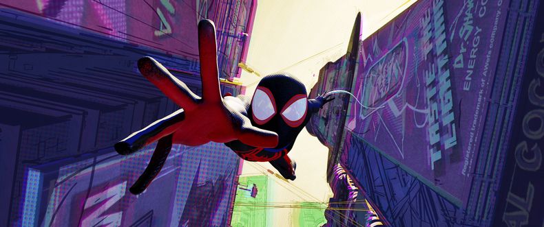 En esta imagen proporcionada por Sony Pictures Animation Miles Morales como Spider-Man, con la voz de Shameik Moore, en una escena de la película de Columbia Pictures y Sony Pictures Animation Spider-Man: Across the Spider-Verse. (Sony Pictures Animation vía AP)