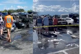 varios vehiculos se incendian afuera del hard rock stadium durante juego de los  miami dolphins