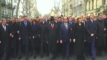 lideres del mundo encabezaron manifestacion en paris, obama el gran ausente