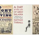 En esta combinación de portadas la portada de No Right to an Honest Living: The Struggles of Bostons Black Workers in the Civil War Era de Jacqueline Jones, ganadora del Premio Pulitzer de Historia, a la izquierda, A Day in the Life of Abed Salama Anatomy of a Jerusalem Tragedy de Nathan Thrall, ganador del Premio Pulitzer de no ficción general, centro, y Night Watch de Jayne Anne Phillips, ganadora del Premio Pulitzer de ficción. (Basic Books/Metropolitan Books/Knopf vía AP)
