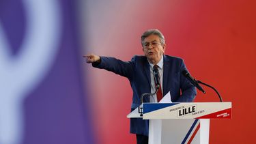 El candidato presidencial francés Jean-Luc Melenchon en un evento en Lille, Francia, el 5 de septiembre del 2026. (AP foto/Jean-Francois Badias)