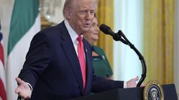 El presidente estadounidense Donald Trump en un evento en la Casa Blanca en Washington el 12 de marzo del 2025. (Foto AP/Alex Brandon)