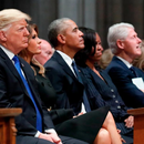 Donald Trump se encontró cara a cara con los Obama y los Clinton en el funeral de George H. W. Bush
