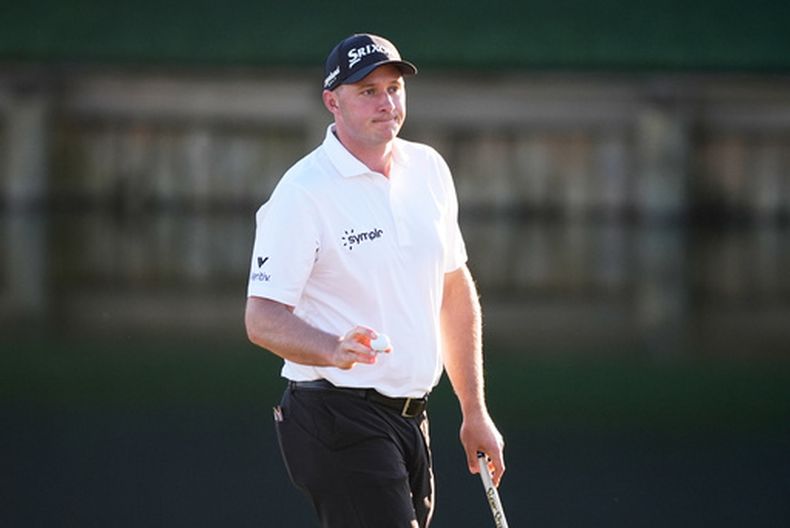 El austriaco Sepp Straka reacciona al final de la primera ronda en el Players Championship en Ponte Bedra Beach, Florida el jueves 12 de marzo del 2026. (AP Foto/Gerald Herbert)
