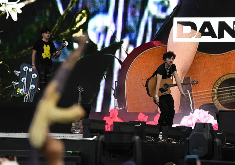 Dannyux performs during the first day of the Arre Music Festival in Mexico City, Saturday, Sept. 9, 2023. (AP Photo/Fernando Llano)