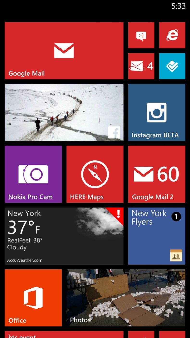 Foto sin fecha de una pantalla del sistema Windows Phone 8 de Microsoft. Microsoft present&oacute; el jueves 27 de marzo de 2014 el Office para iPad, con caracter&iacute;sticas t&aacute;ctiles (Foto AP/Microsoft)