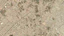 Una imagen satelital de Planet Labs PBC muestra la ciudad de Jabaliya, en la Franja de Gaza, el 4 de junio de 2023. (Planet Labs PBC via AP)