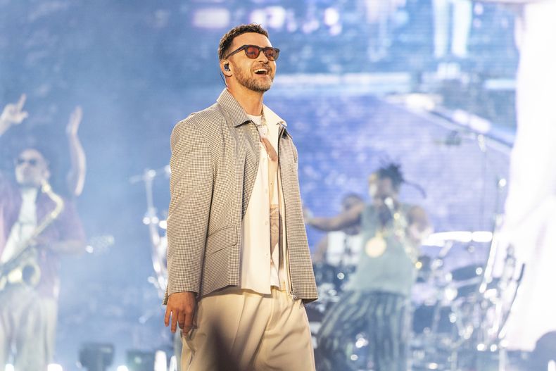 ARCHIVO - Justin Timberlake se presenta en el BottleRock Napa Valley 2025 el 24 de mayo de 2025, en Napa, California. (Foto Amy Harris/Invision/AP, archivo)