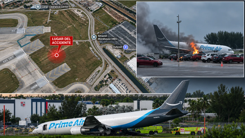 NUEVOS DETALLES DEL ACCIDENTE EN MIAMI: avión de Amazon impactó una furgoneta con siete personas