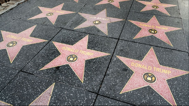 aparecen decenas de estrellas de trump en paseo de fama de hollywood