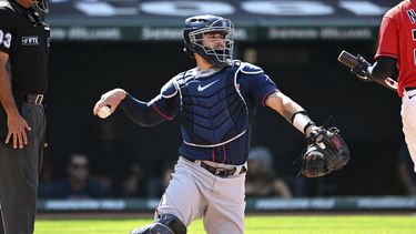 El receptor de los Mellizos de Minnesota Gary Sánchez en la sexta entrada del partido ante los Guardianes de Cleveland, el lunes 19 de septiembre de 2022, en Cleveland. (AP Foto/Nick Cammett, Archivo)