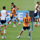 El delantero argentino Lionel Messi durante un entrenamiento de cara a la semifinal contra Inglaterra en el Mundial, el martes 14 de julio de 2026, en Marietta, Georgia. (AP Foto/Erik S. Lesser)