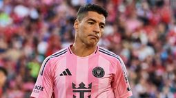 ARCHIVO - Foto del 27 de septiembre del 2025, Luis Suárz del Inte Miami reacciona tras fallar una oportunidad de anotar en el encuentro ante Toronto en la MLS. (Sammy Kogan/The Canadian Press via AP, Archivo)