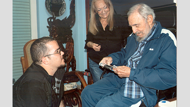 Encuentro de Fidel con Randy Perdomo, presidente de la FEU de la Universidad de La Habana.