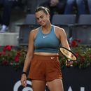 Aryna Sabalenka durante el partido contra Sofia Kenin en el Abierto de Italia, el jueves 11 de mayo de 2023, en Roma. (AP Foto/Alessandra Tarantino)