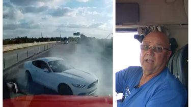 camionero de origen cubano paso el susto de su vida tras impactar a un ford mustang que se le cruzo en la i95