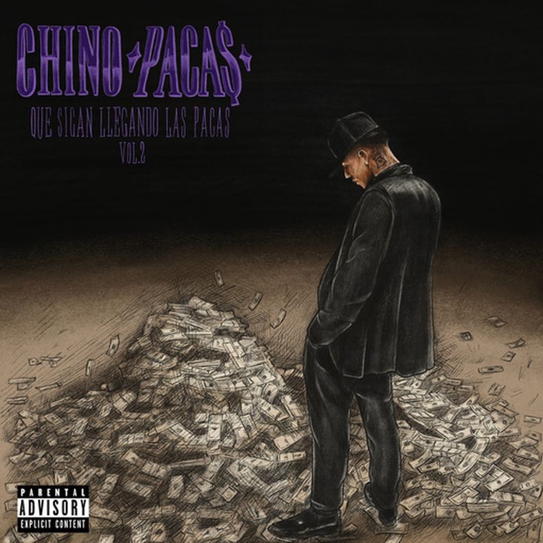 Esta imagen de portada del álbum publicada por Street Mob Records muestra el arte de Que sigan llegando las pacas vol. 2 de Chino Pacas. (Street Mob Records vía AP)